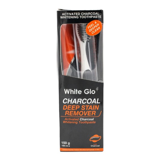 White Glo Charcoal Zahnpasta 150 g + Zahnbürste